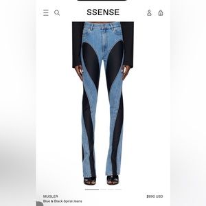 Mugler black and blue spiral jean size FR 34 US waist 24
